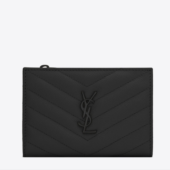 YSL SAINT LAURENT Cassandre Matelassé Fragments Zipped Bi-fold Wallet Like New!! - Picture 1 of 9
